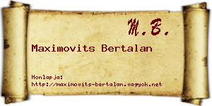 Maximovits Bertalan névjegykártya